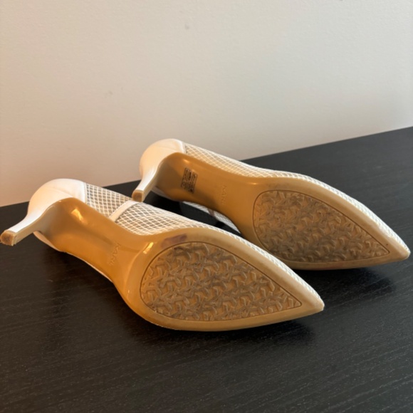 KARL LAGERFELD PARIS RAZI KITTEN HEEL PUMP IN WHITE FABRIC - Picture 6 of 7